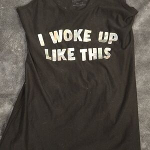 No Boundaries Black Sleeveless Top with Iridescent Text